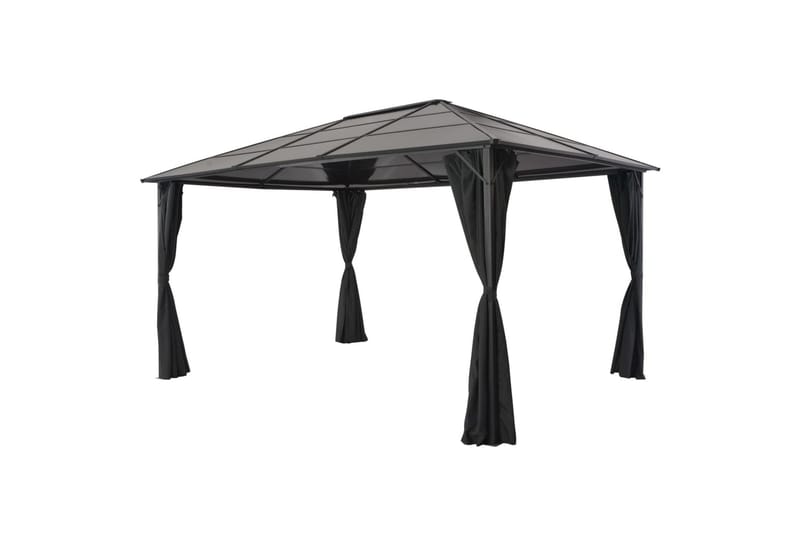 pavillon med gardin aluminium 4 x 3 x 2,6 m sort - Havemøbler - Havestole - Solseng & solvogn