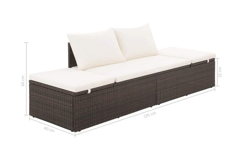 Solseng Brun 195 X 60 Cm Polyrattan - Brun - Havemøbler - Havestole - Solseng & solvogn
