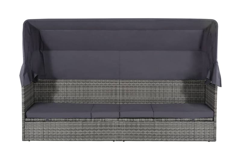 Solseng Med Baldakin Brun 205 X 62 Cm Polyrattan - Grå - Havemøbler - Havestole - Solseng & solvogn
