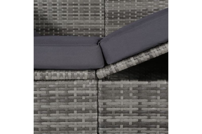 Solseng Med Baldakin Brun 205 X 62 Cm Polyrattan - Grå - Havemøbler - Havestole - Solseng & solvogn