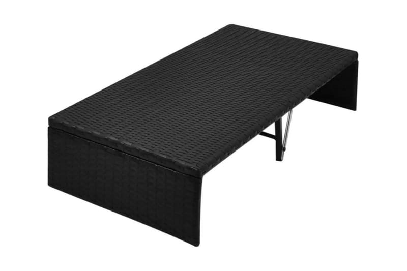 Solseng Med Baldakin Sort 190 X 130 Cm Polyrattan - Sort - Havemøbler - Havestole - Solseng & solvogn