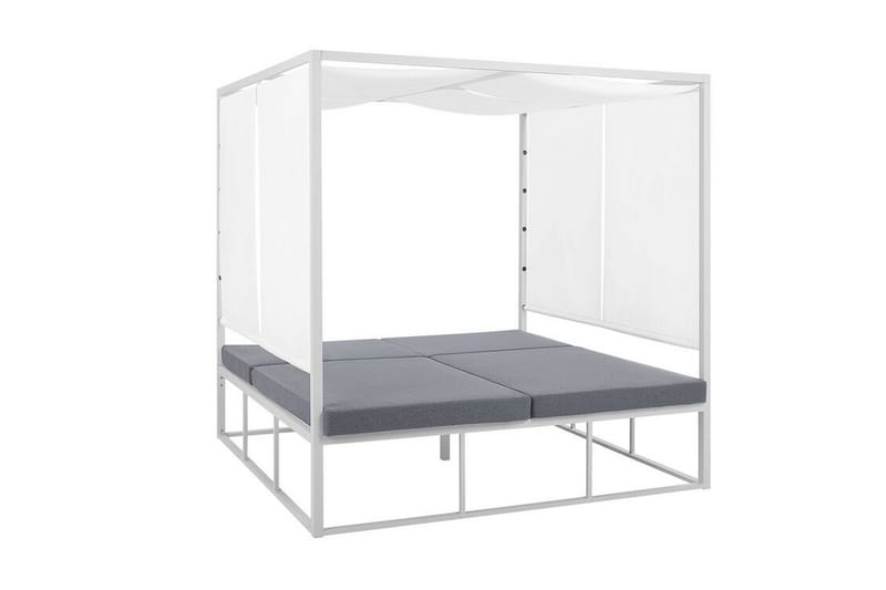 Solseng med Sengehimmel hvid/grå PALLANZA - Hvid - Havemøbler - Havestole - Solseng & solvogn