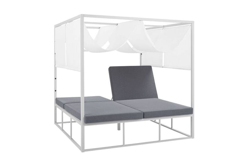 Solseng med Sengehimmel hvid/grå PALLANZA - Hvid - Havemøbler - Havestole - Solseng & solvogn