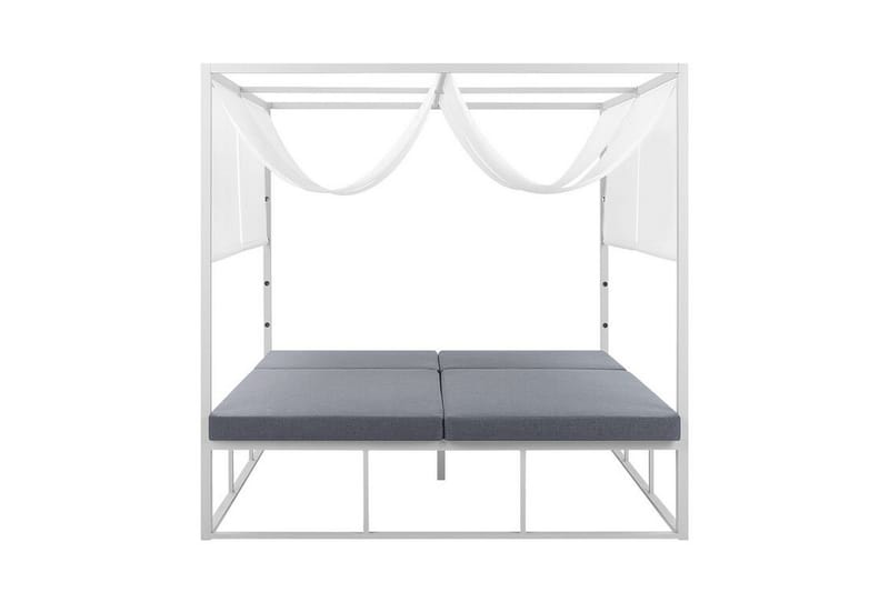 Solseng med Sengehimmel hvid/grå PALLANZA - Hvid - Havemøbler - Havestole - Solseng & solvogn