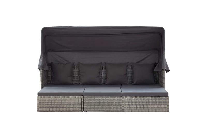 Solseng Med Tag 200X60X124 cm Polyrattan Grå - Havemøbler - Havestole - Solseng & solvogn