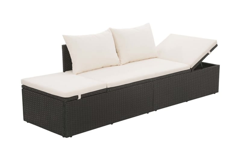 Solseng Sort 195 X 60 Cm Polyrattan - Sort - Havemøbler - Havestole - Solseng & solvogn