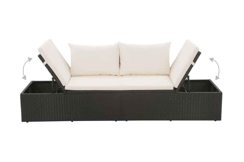 Solseng Sort 195 X 60 Cm Polyrattan - Sort - Havemøbler - Havestole - Solseng & solvogn