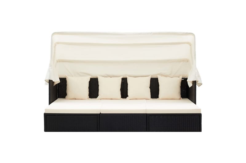 Solseng Til Haven m. Baldakin 200X60X124cm Polyrattan Sort - Havemøbler - Havestole - Solseng & solvogn