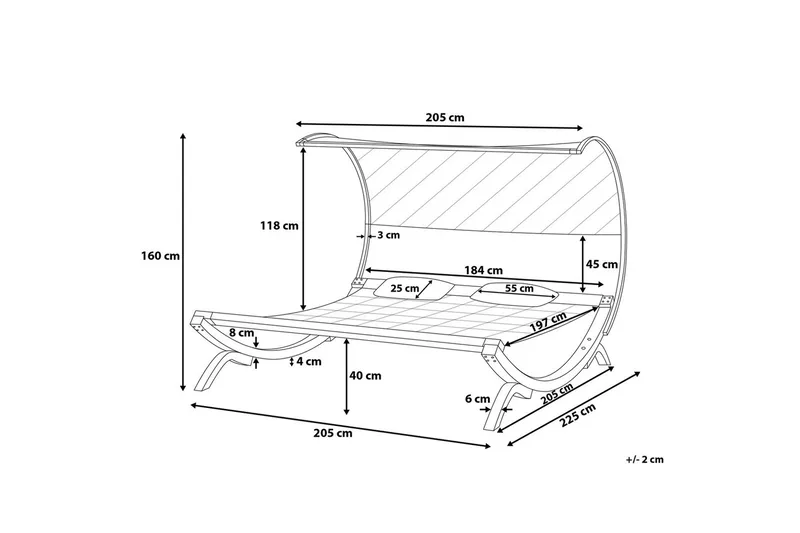 Teramo solseng 205 | 225 cm - Hvid - Havemøbler - Havestole - Solseng & solvogn