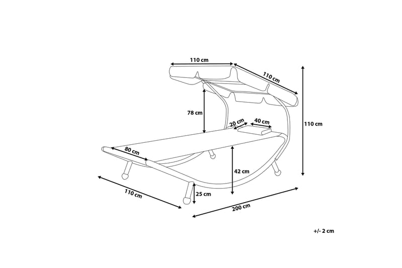 Terno solseng 110 | 200 cm - Grå - Havemøbler - Havestole - Solseng & solvogn