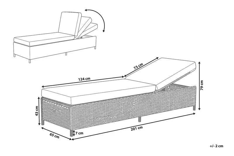 Turin Ii Solseng 65 | 201 cm - Grå - Havemøbler - Havestole - Solseng & solvogn