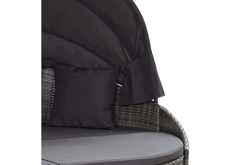 Udendörs Loungeseng Med Baldakin Polyrattan Grå - Havemøbler - Havestole - Solseng & solvogn