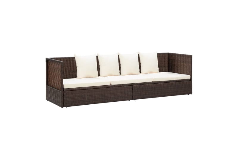 Udendörs Loungeseng Med Hynder & Puder Polyrattan Brun - Havemøbler - Havestole - Solseng & solvogn