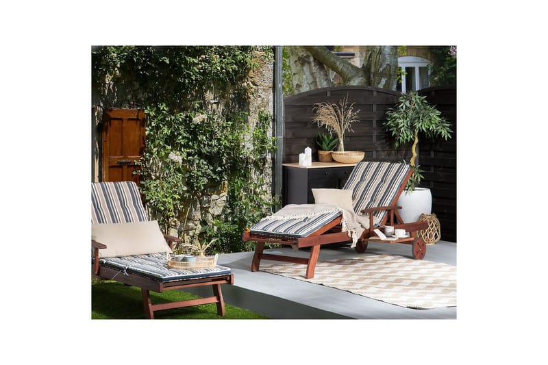 Solseng Toscana - Mørkt træ, blå, beige - Havemøbler - Havestole - Solseng & solvogn