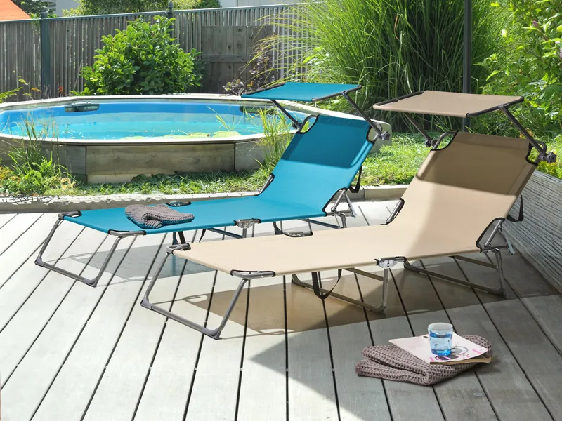 Solseng udendørs Foligno Stål - Beige/Sølv - Havemøbler - Havestole - Solseng & solvogn