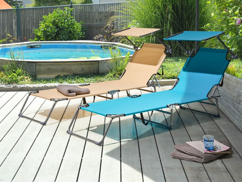 Solseng udendørs Foligno Stål - Blå/Sølv - Havemøbler - Havestole - Solseng & solvogn