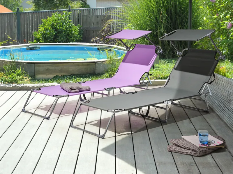 Solseng udendørs Foligno Stål - Grå/Sølv - Havemøbler - Havestole - Solseng & solvogn