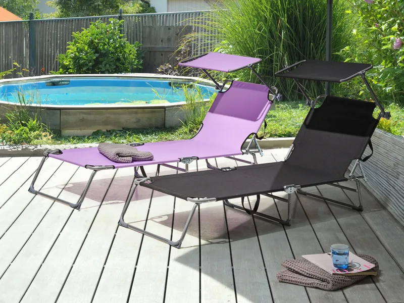 Solseng udendørs Foligno Stål - Sort/Sølv - Havemøbler - Havestole - Solseng & solvogn