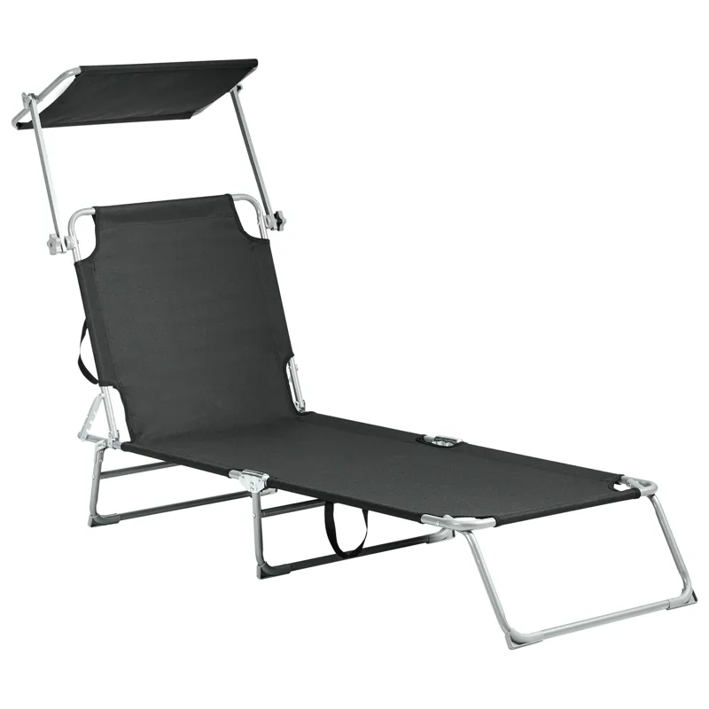 Solseng udendørs Foligno Stål - Sort/Sølv - Havemøbler - Havestole - Solseng & solvogn