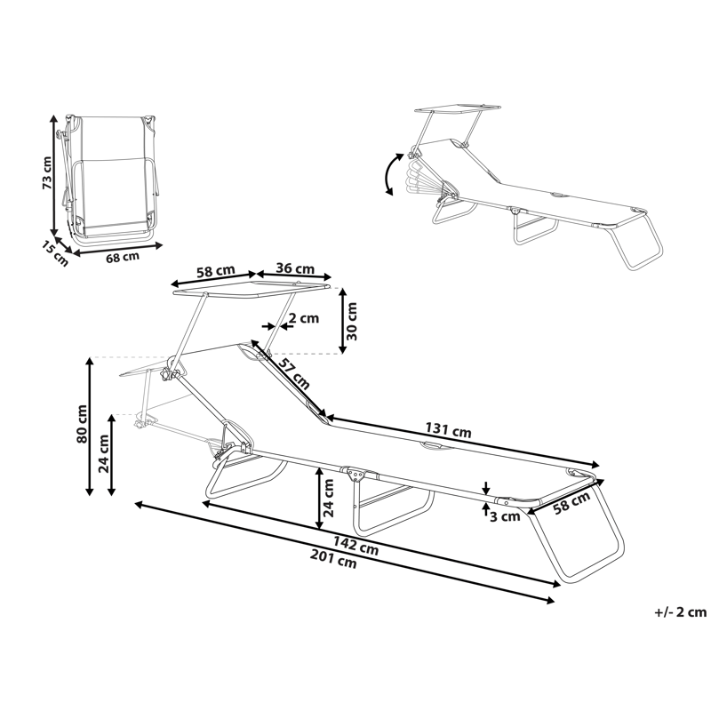 Solseng udendørs Foligno Stål - Violet/Sølv - Havemøbler - Havestole - Solseng & solvogn