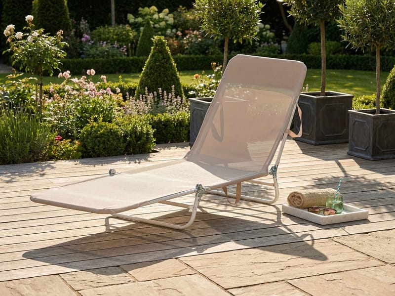 Solseng udendørs Kastoria - Beige/Hvid - Havemøbler - Havestole - Solseng & solvogn