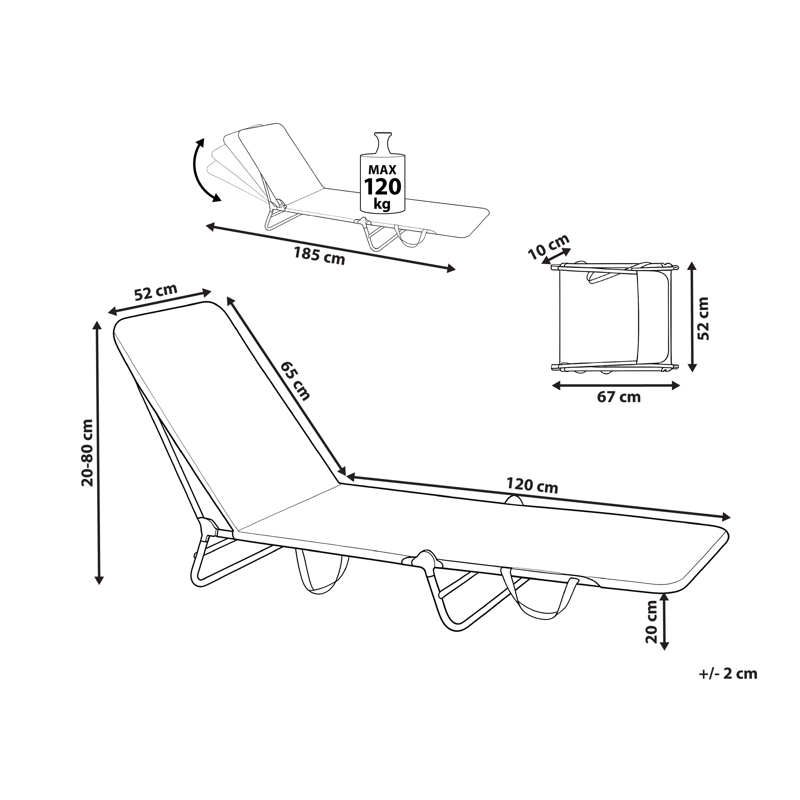 Solseng udendørs Kastoria Stål - Rosa/Hvid - Havemøbler - Havestole - Solseng & solvogn