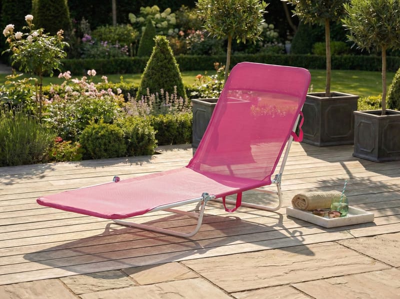 Solseng udendørs Kastoria Stål - Rosa/Hvid - Havemøbler - Havestole - Solseng & solvogn