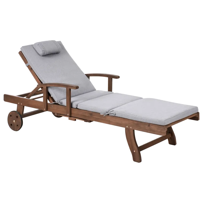 Solseng udendørs med pude Amantea Premium akacietræ, Brun/Grå