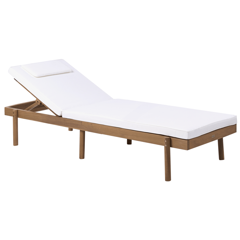 Solseng udendørs med pude Marcetelli akacietræ - Brun/Hvid - Havemøbler - Havestole - Solseng & solvogn