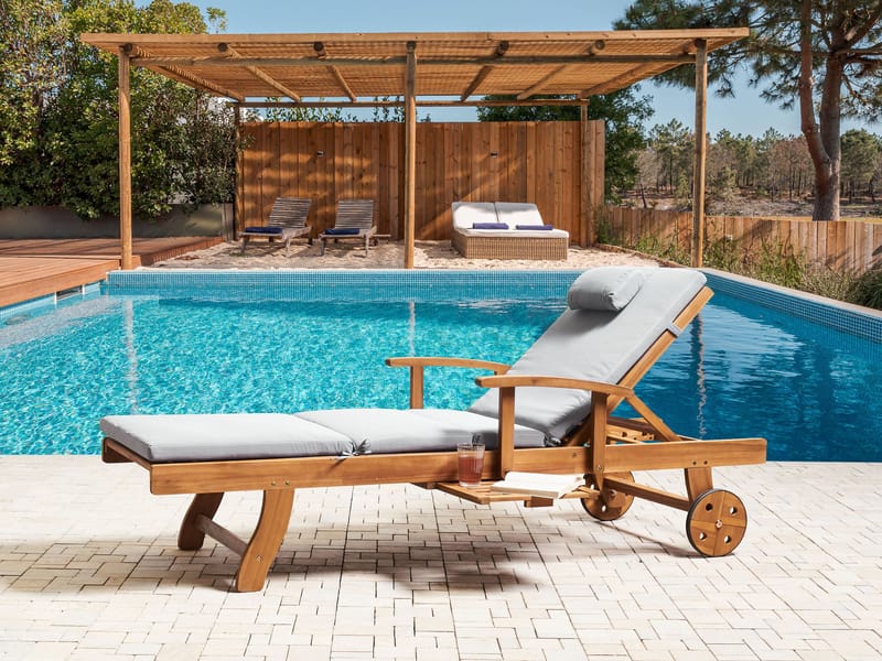 Solseng udendørs med pude Java Premium akacietræ - Brun/Lysegrå - Havemøbler - Havestole - Solseng & solvogn