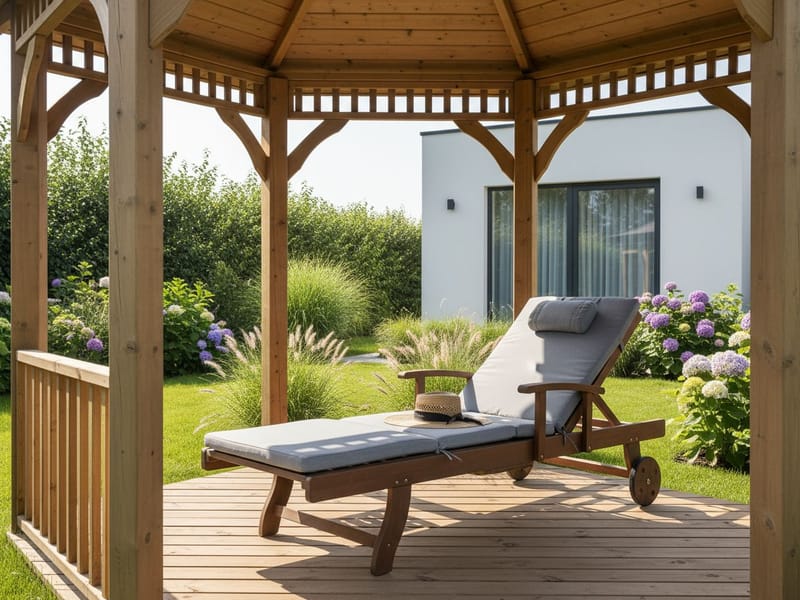 Solseng udendørs med pude Amantea Premium akacietræ - Brun/Grå - Havemøbler - Havestole - Solseng & solvogn