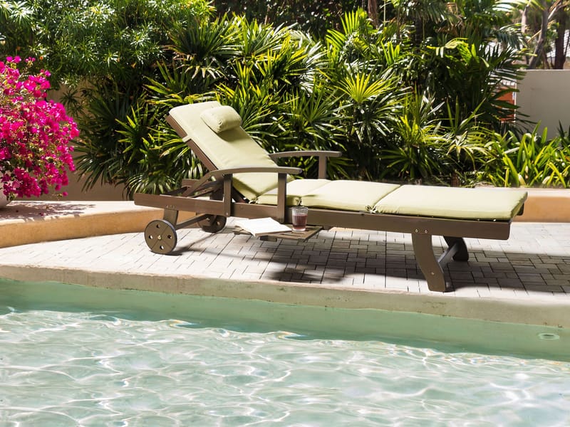 Solseng udendørs med pude Amantea Premium II akacietræ - Brun/Grøn - Havemøbler - Havestole - Solseng & solvogn