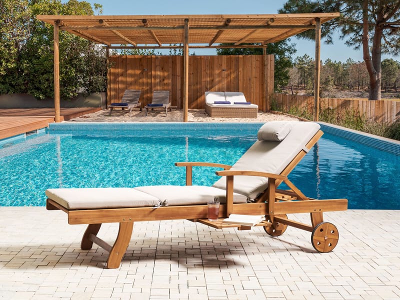 Solseng udendørs med pude Java Premium akacietræ - Brun/Lysbeige - Havemøbler - Havestole - Solseng & solvogn