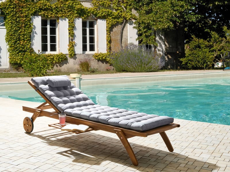Solseng udendørs med pude Cesana Premium akacietræ - Brun/Grå - Havemøbler - Havestole - Solseng & solvogn