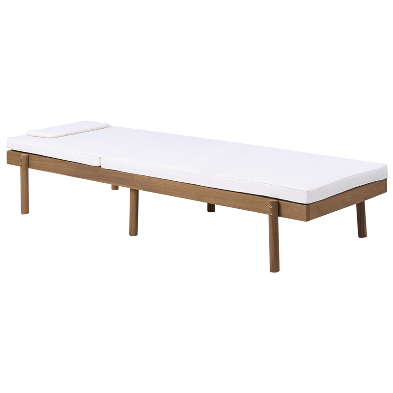 Solseng udendørs med pude Marcetelli akacietræ - Brun/Hvid - Havemøbler - Havestole - Solseng & solvogn