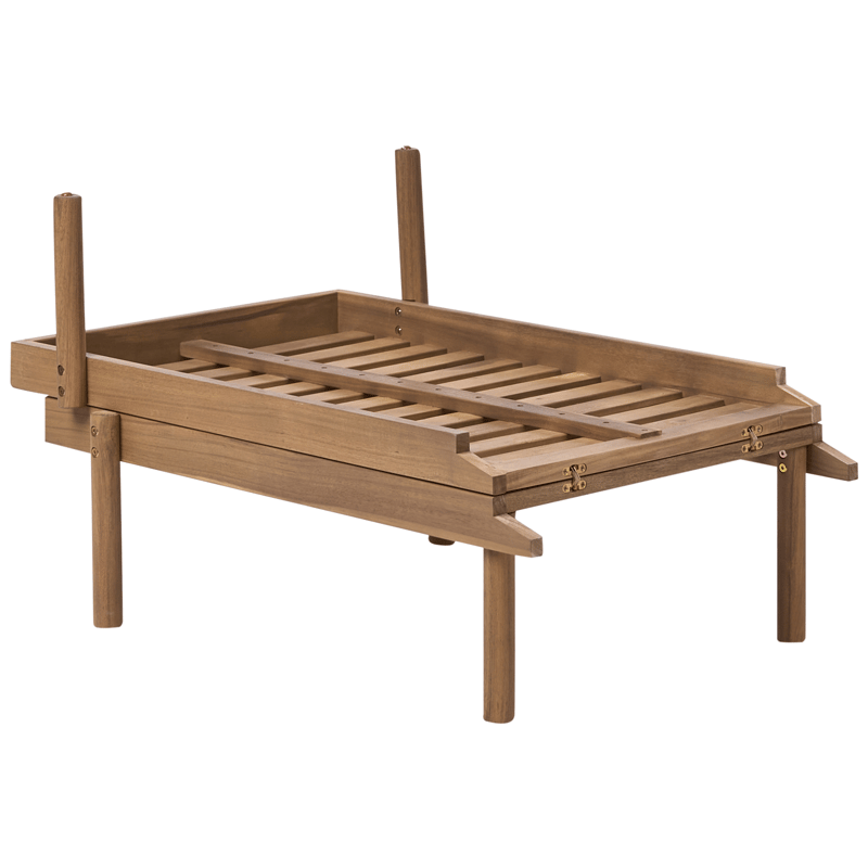 Solseng udendørs med pude Marcetelli akacietræ - Brun/Hvid - Havemøbler - Havestole - Solseng & solvogn