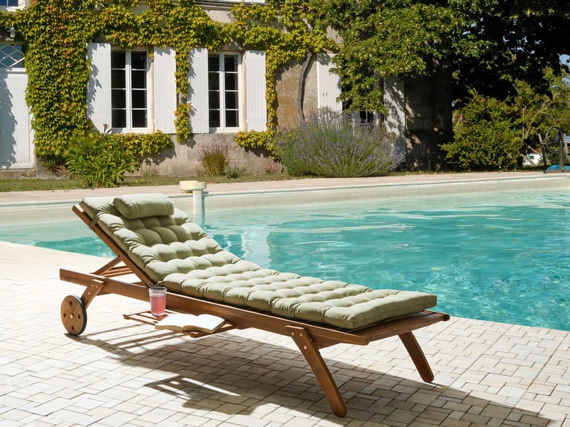 Solseng udendørs med pude Cesana Premium akacietræ - Brun/Grøn - Havemøbler - Havestole - Solseng & solvogn