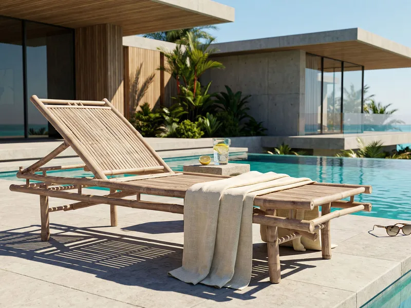 Solseng udendørs Sulmona bambustræ - Brun - Havemøbler - Havestole - Solseng & solvogn