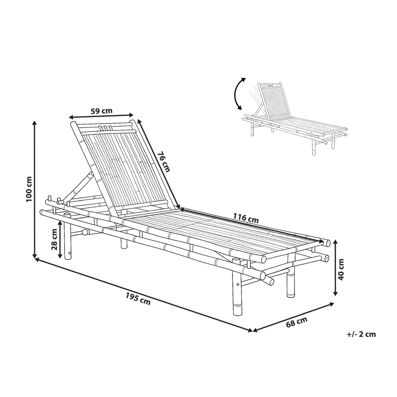 Solseng udendørs Sulmona bambustræ - Brun - Havemøbler - Havestole - Solseng & solvogn