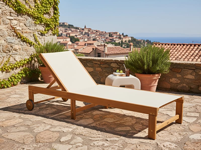 Solseng udendørs Pedesina akacietræ - Brun/Beige - Havemøbler - Havestole - Solseng & solvogn