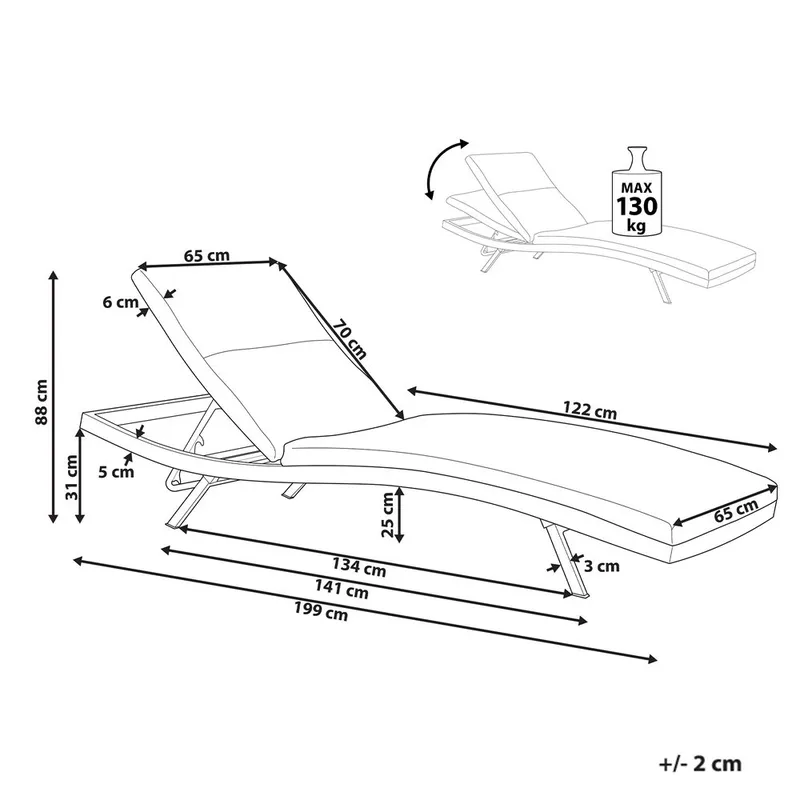 Solstol Amelia - Beige, sort - Havemøbler - Havestole - Solstole