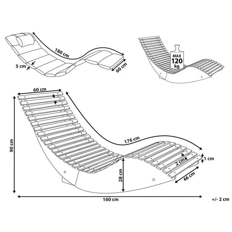 Solstol Brescia Premium - Lyst træ, lysegrå - Havemøbler - Havestole - Solstole