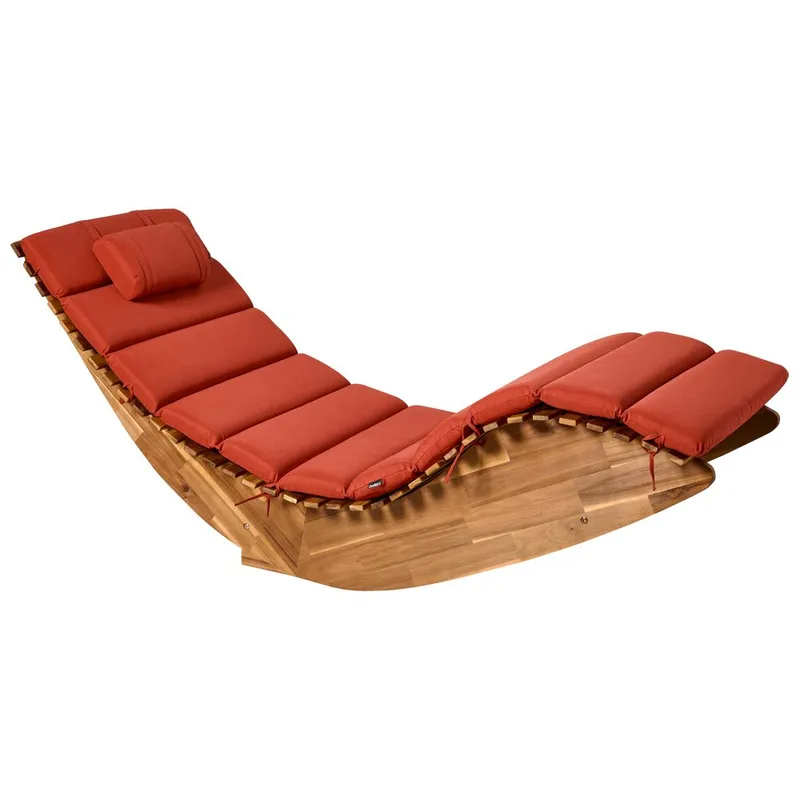 Solstol Brescia Premium - Lyst træ, rød - Havemøbler - Havestole - Solstole