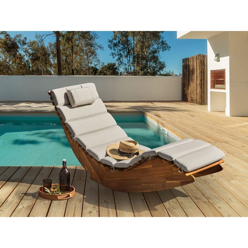 Solstol Brescia Premium - Lyst træ, taupe - Havemøbler - Havestole - Solstole