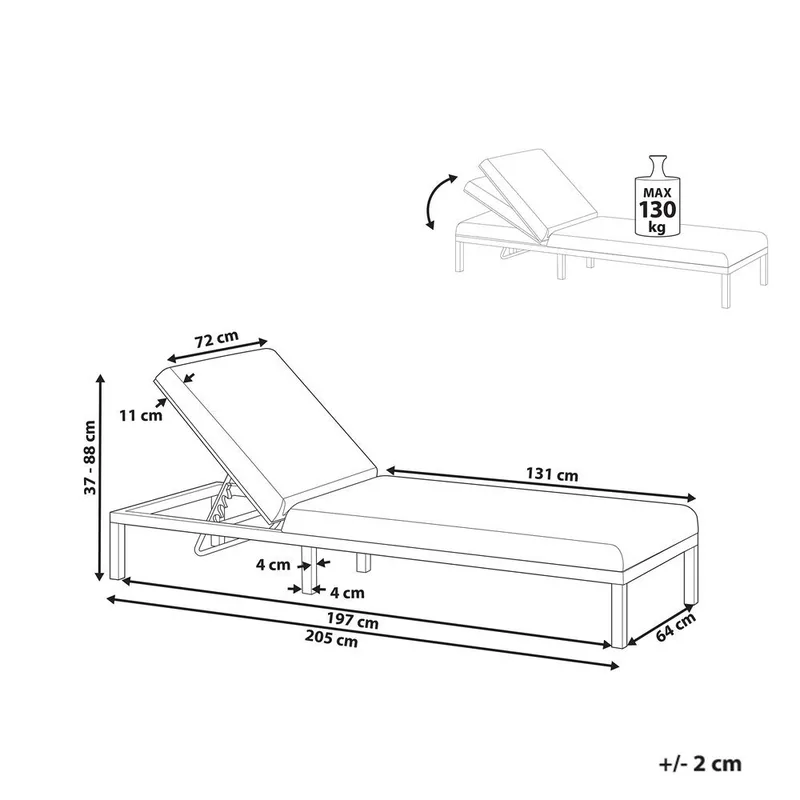 Solstol Lariano - Beige, sort - Havemøbler - Havestole - Solstole
