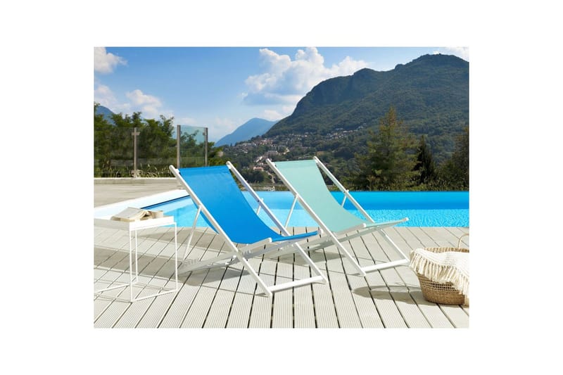 Solstol Locri Ii - Blå, Hvid - Havemøbler - Havestole - Solstole