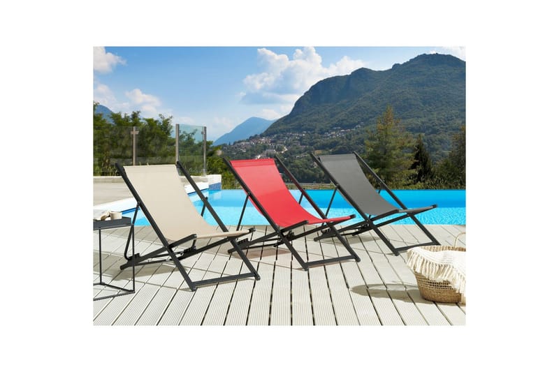 Solstol Locri Ii - Rød, Sort - Havemøbler - Havestole - Solstole