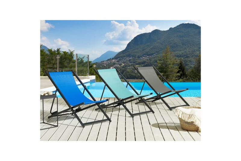 Solstol Locri Ii - Turkis, Sort - Havemøbler - Havestole - Solstole