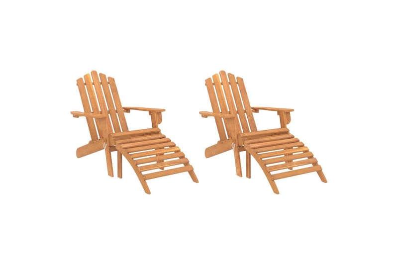 beBasic Adirondack-stole med fodstøtter 2 stk. massivt akacietræ - Brun - Dækstol