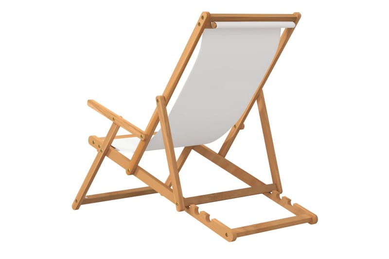 beBasic foldbar strandstol massivt teaktræ cremefarvet - Strandstole & campingstole - Strandstol